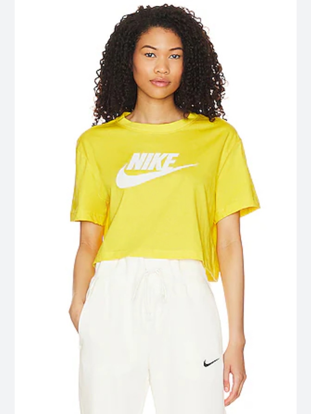 Nike Women's Cropped Logo T-shirt in Opti Yellow xl